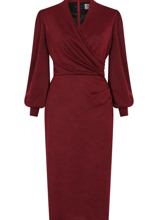 Pretty Dress Company Jenson 50's Pencil Dress Bordeaux