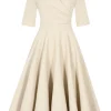 Pretty Dress Company Leyla 50's Midi Swing Dress Champagne