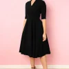 Pretty Dress Company Leyla 50's Midi Swing Dress Black
