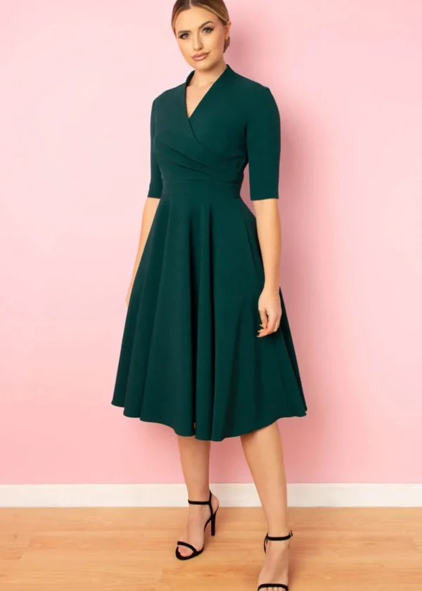 Pretty Dress Company Leyla 50's Swing Dress Forest Green