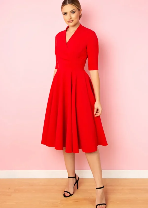 Pretty Dress Company Leyla 50's Midi Swing Dress Red