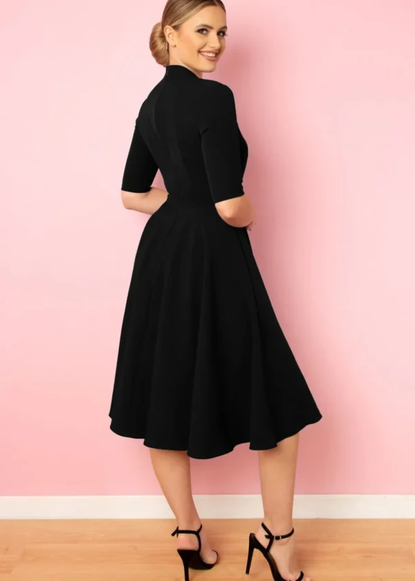 Pretty Dress Company Leyla 50's Midi Swing Dress Black