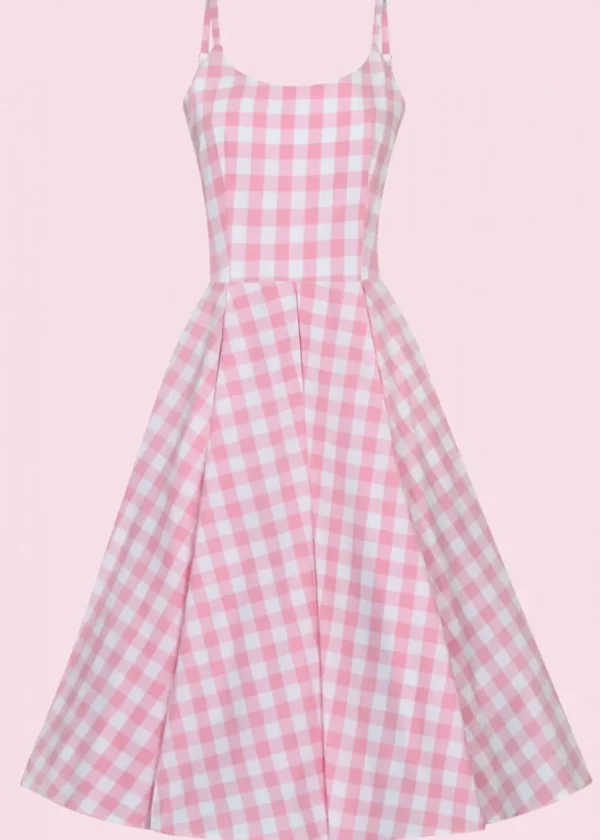 Pretty Dress Company Priscilla Gingham 50's Swing Dress Pale Pink