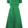 Pretty Retro 40's Landgirl Swing Dress Green