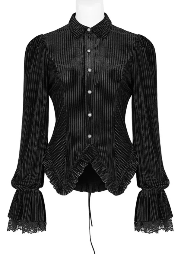 Punk Rave The Manor Velvet Blouse Black
