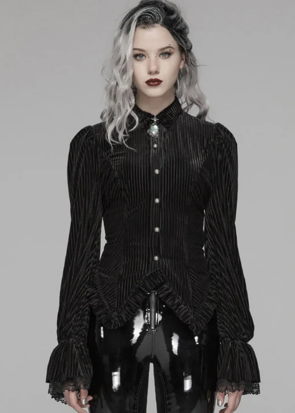 Punk Rave The Manor Velvet Blouse Black