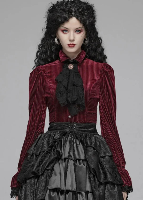 Punk Rave The Manor Velvet Blouse Red