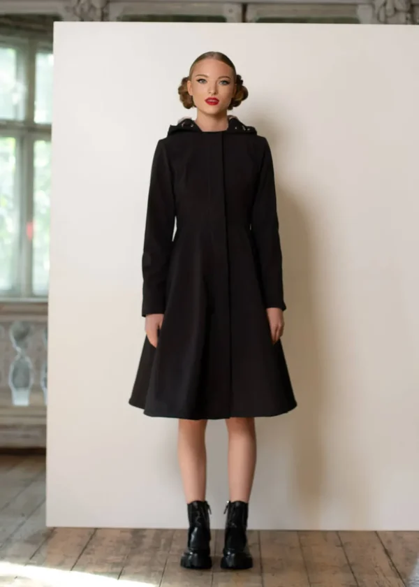 RainSisters Midnight Water-Repellent 50's Raincoat Black Pink