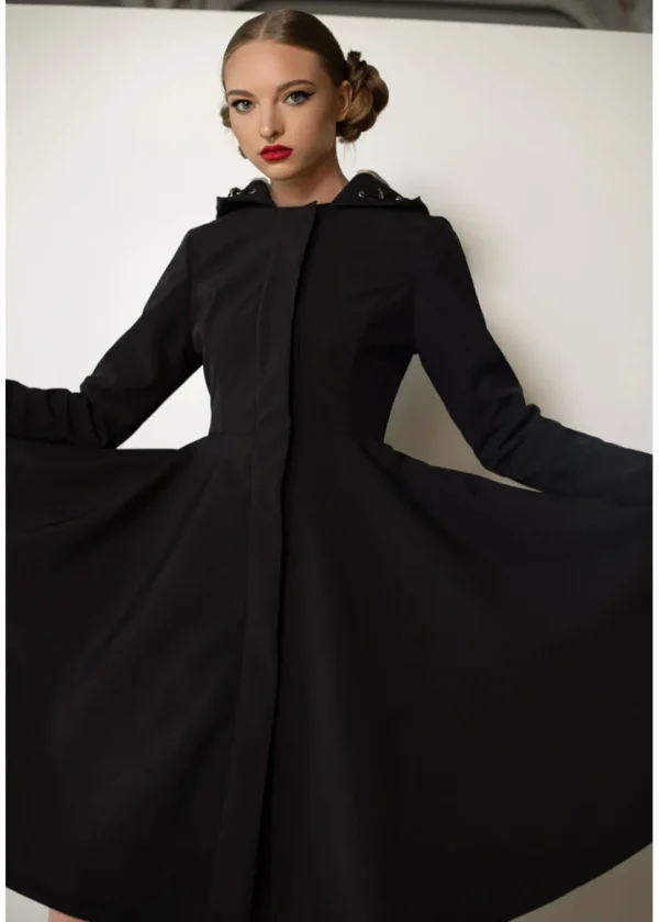RainSisters Midnight Water-Repellent 50's Raincoat Black Pink