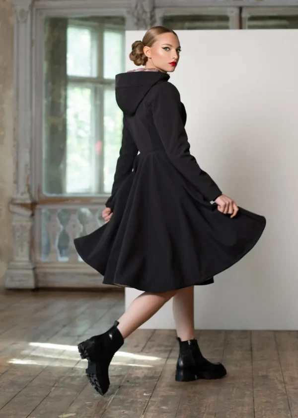 RainSisters Midnight Water-Repellent 50's Raincoat Black Pink