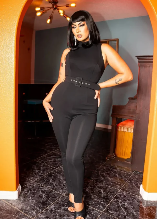 Rebel Love Clothing Celina 50's Catsuit Jumpsuit Black