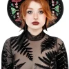 Restyle Autumnal Equinox Moth Mushroom Embroidery Hat Black