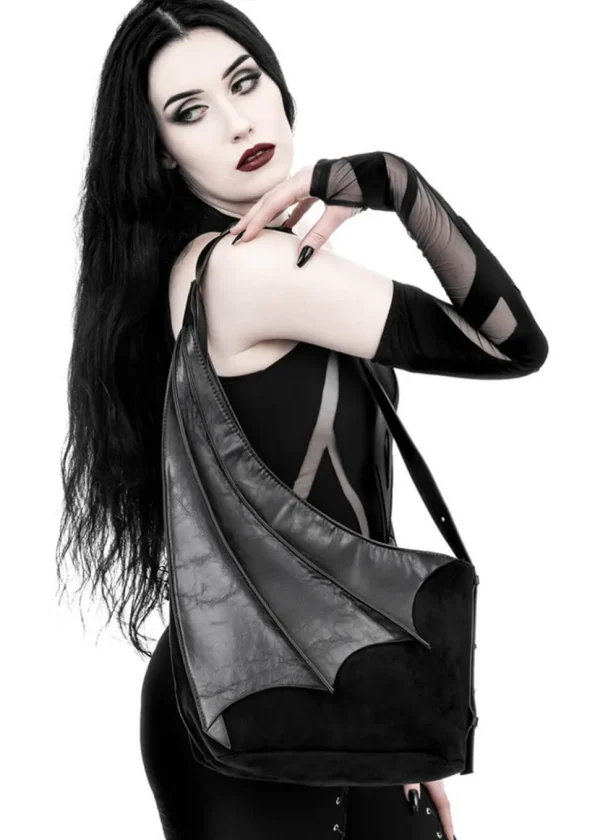 Restyle Bat Winged Hobo Shoulderbag Black