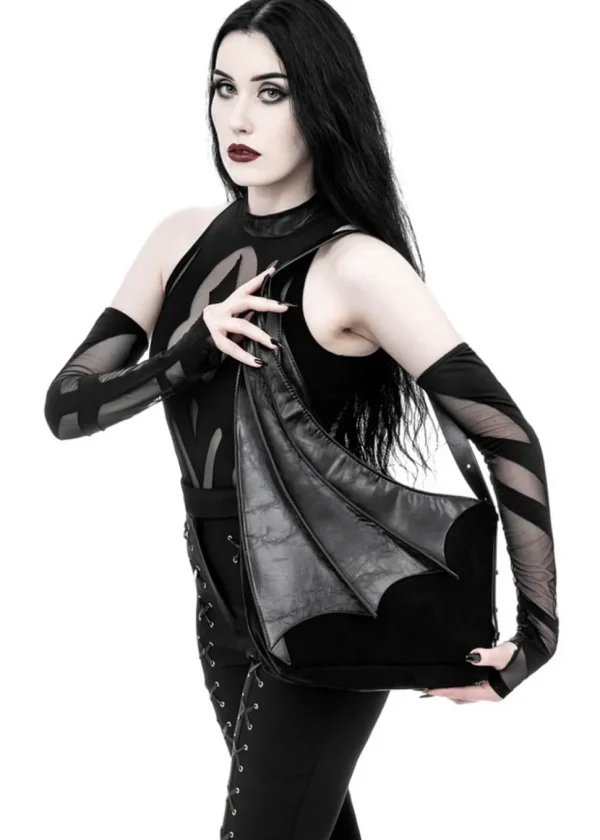 Restyle Bat Winged Hobo Shoulderbag Black