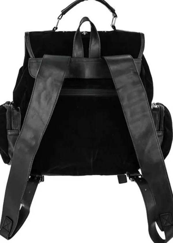 Restyle Crescent Moon Velvet Backpack Black