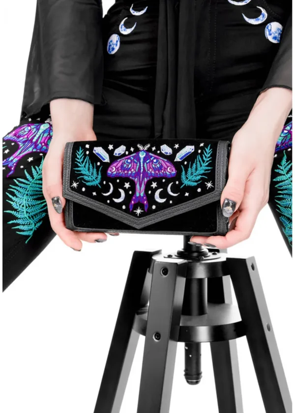 Restyle Enchanted Forest Moth Fern Wallet Black