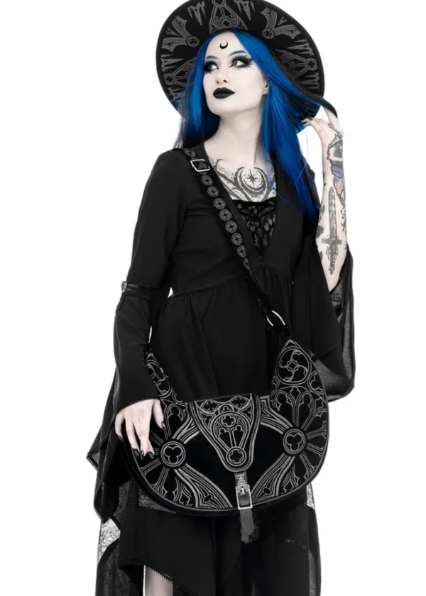 Restyle Gothic Chapel Hobo Shoulderbag Black