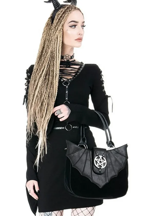 Restyle Ominous Bat Pentagram Bag Black