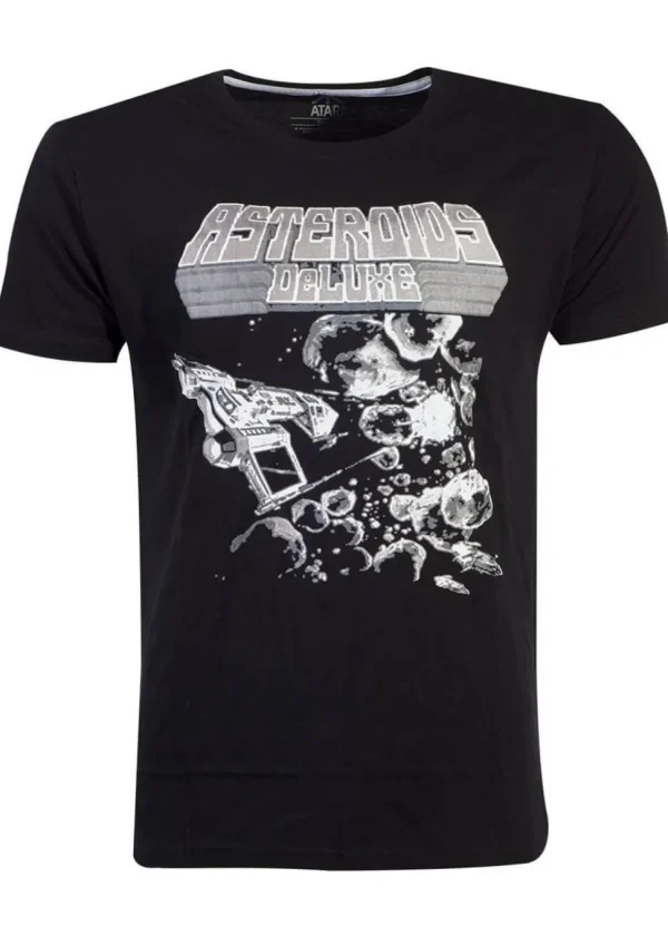 Retro Games Men's Asteroids Tonal Graphic T-Shirt Black