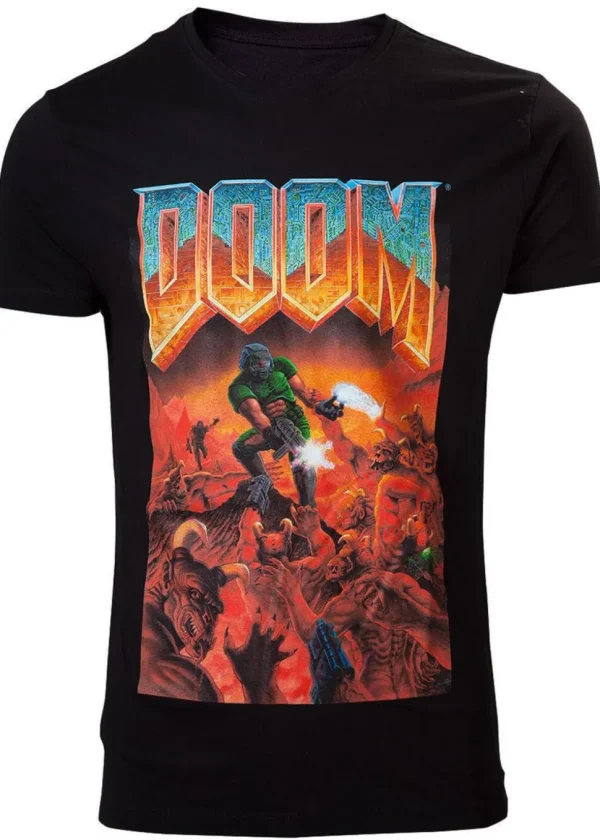 Retro Games Men's Doom Classic Boxart T-Shirt Black
