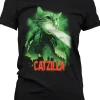 Retro Movies Catzilla Girly T-Shirt Black