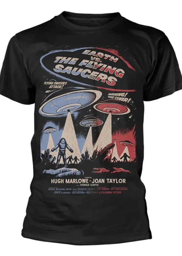 Retro Movies Earth Vs. The Flying Saucers T-Shirt Black