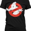 Retro Movies Ghostbusters Distressed Logo Girly T-Shirt Black