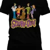 Retro Movies Scooby Doo Team Distressed Girly T-Shirt Black
