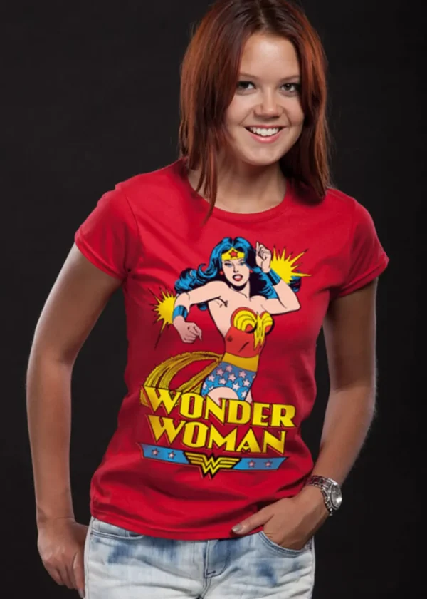 Retro Movies Wonder Woman Girly T-Shirt Red