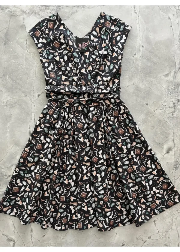Retrolicious Greta Dark Academia 50's Swing Dress Multi