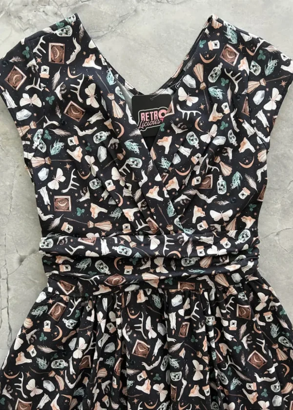 Retrolicious Greta Dark Academia 50's Swing Dress Multi