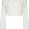 Rock N Romance Darla Long Sleeve 40's Wrap Blouse Antique White
