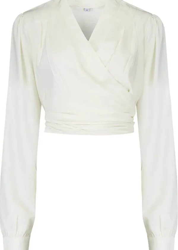 Rock N Romance Darla Long Sleeve 40's Wrap Blouse Antique White