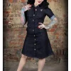Rumble59 Rockabilly Denim A-Line Dress Navy