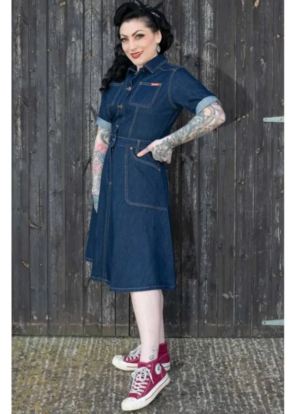 Rumble59 Rocking Rosie Jeans 50's A-Line Dress Navy