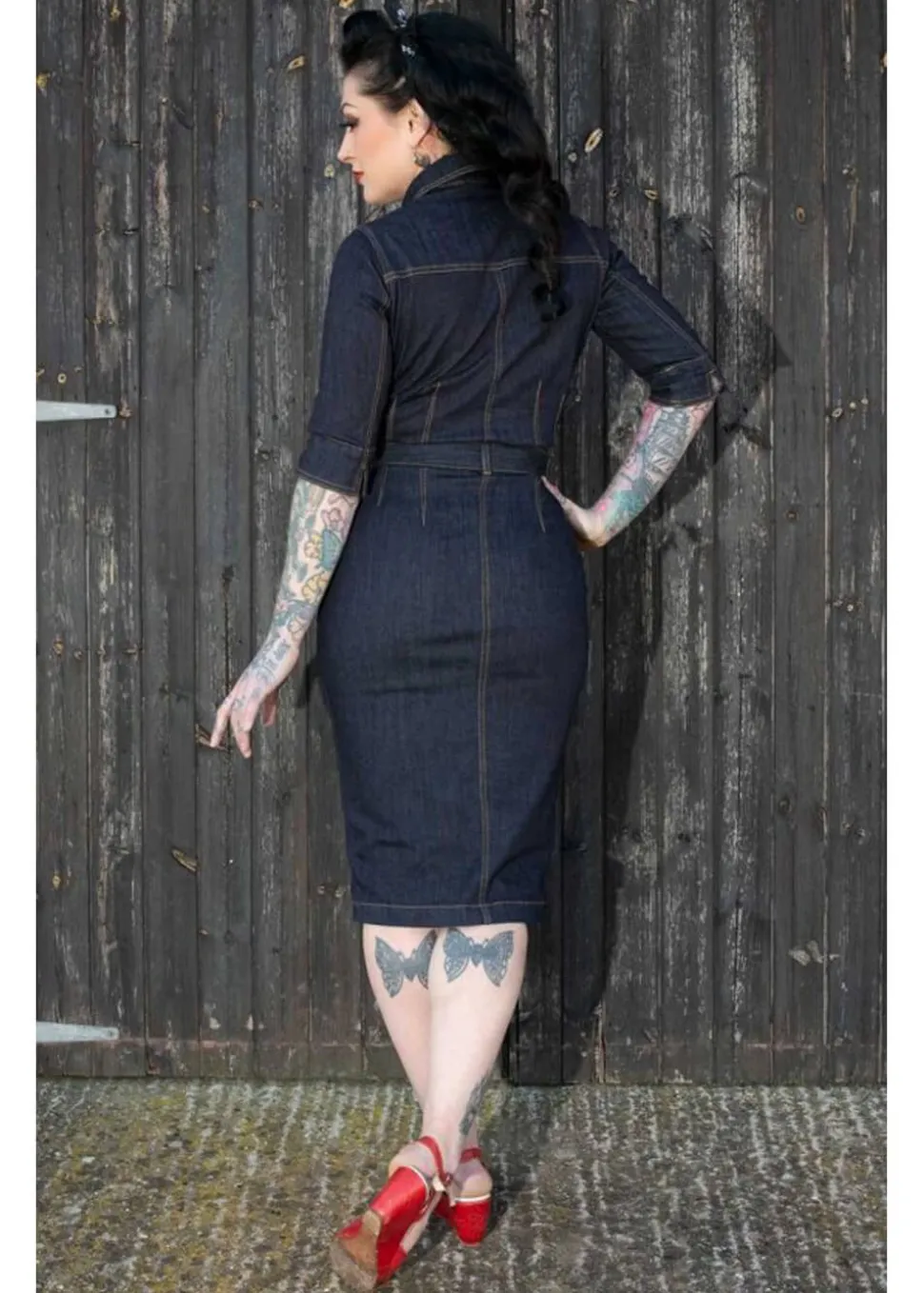rumble_second_skin_jeans__3.webp Rumble59 Second Skin Jeans 50's Pencil Dress Denim Navy