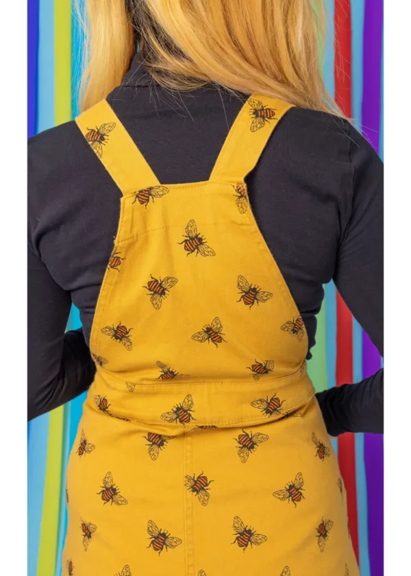 Run & Fly Bees Knees Twill 60's Pinafore Dress Gold