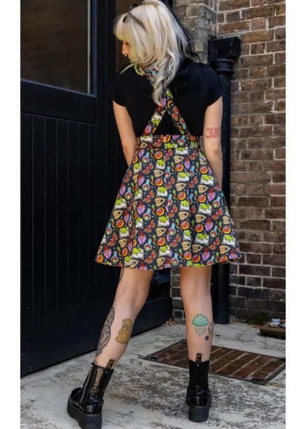 Run & Fly Bewitched Cauldron Pinafore Swing Dress Black