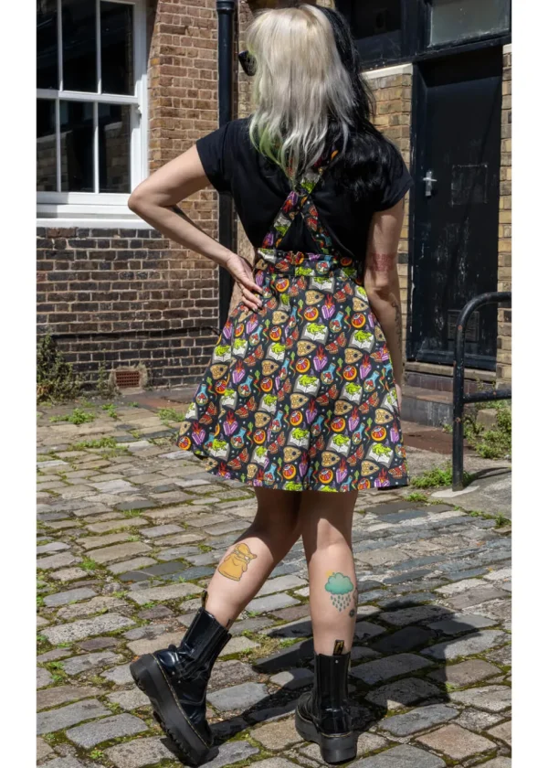 Run & Fly Bewitched Cauldron Pinafore Swing Dress Black