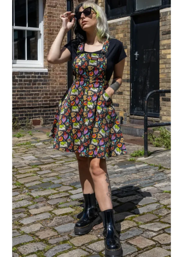 Run & Fly Bewitched Cauldron Pinafore Swing Dress Black
