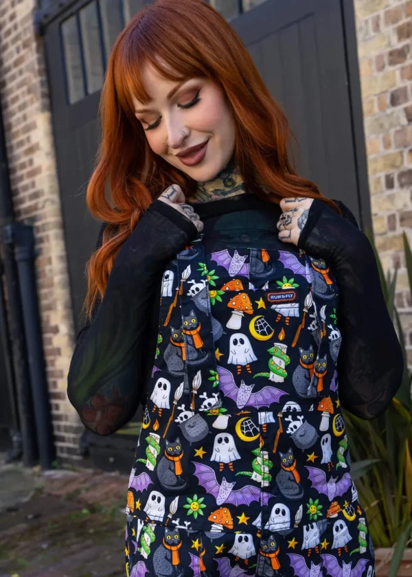Run & Fly Cauldron Cats Dungarees Black
