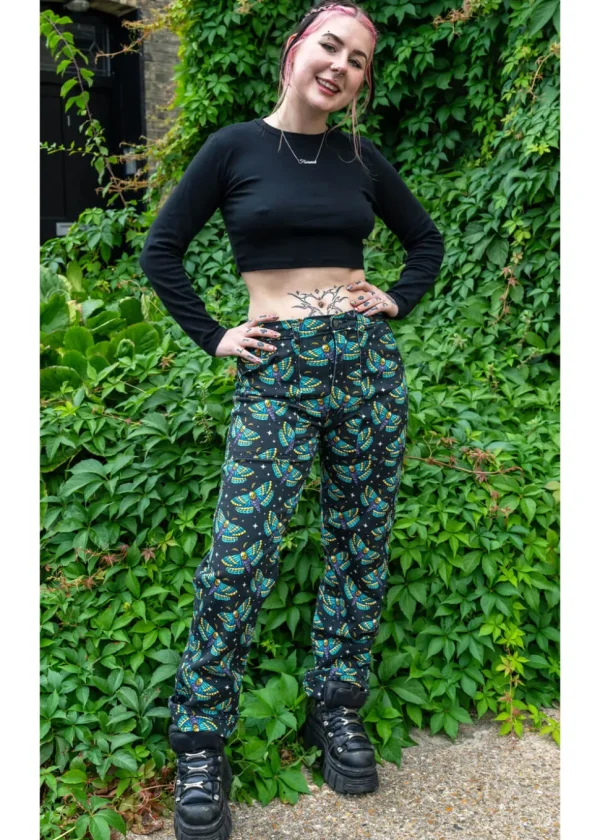 Run & Fly Death Head Moth Jeans Black