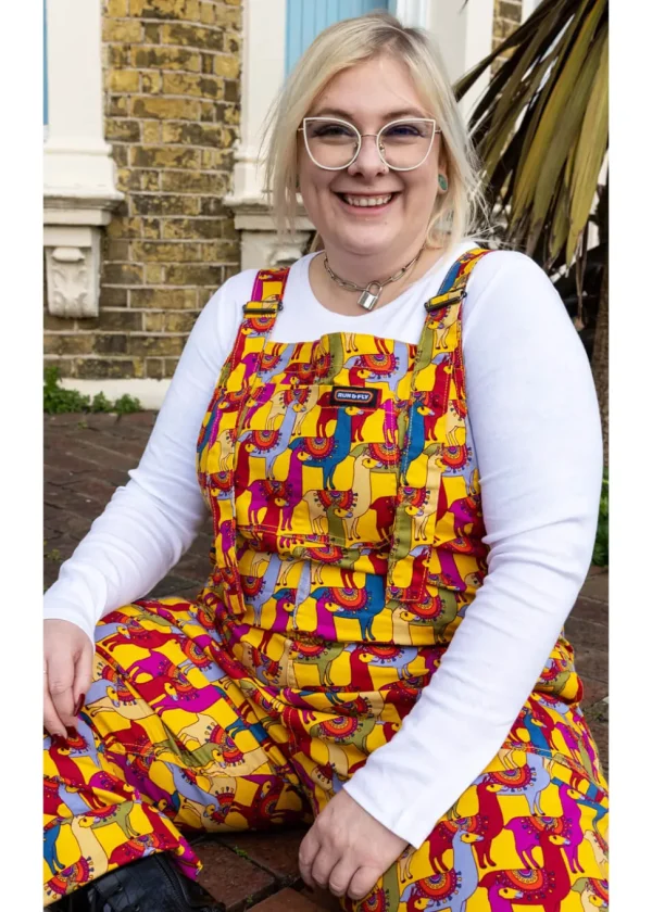 Run & Fly Drama Llama 70's Dungarees Multi
