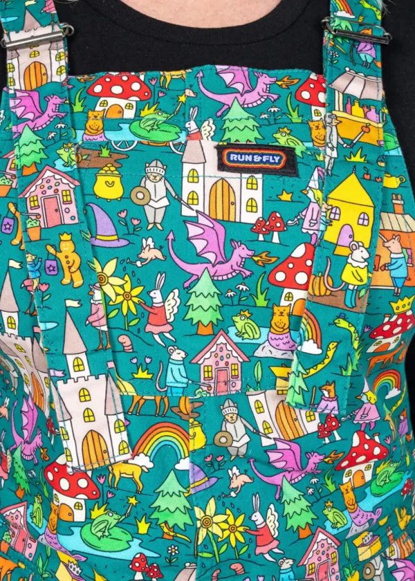 Run & Fly Fairytale Mushroom 70's Dungarees Green