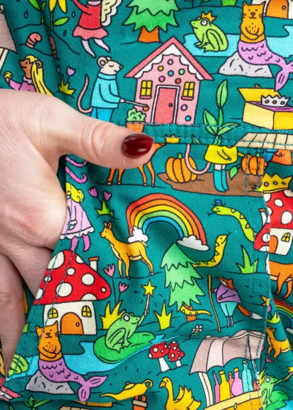 Run & Fly Fairytale Mushroom 70's Dungarees Green