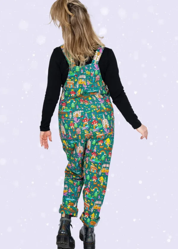 Run & Fly Fairytale Mushroom 70's Dungarees Green