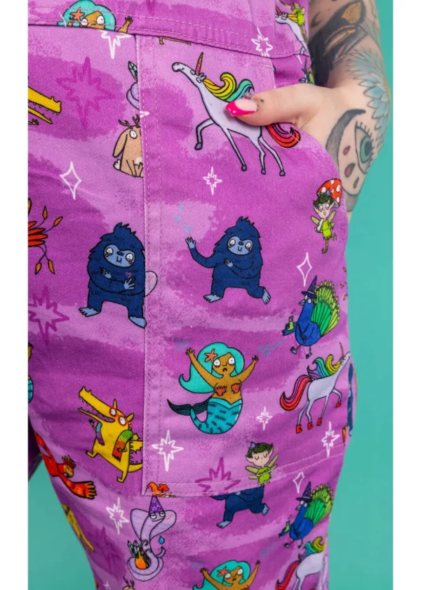 Run & Fly Happiness Enchanters Word Spells 70's Dungarees Pink