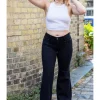 Run & Fly Hippy 70's Flare Trousers Black