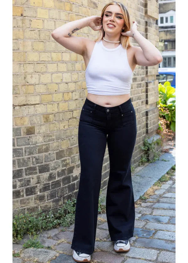 Run & Fly Hippy 70's Flare Trousers Black