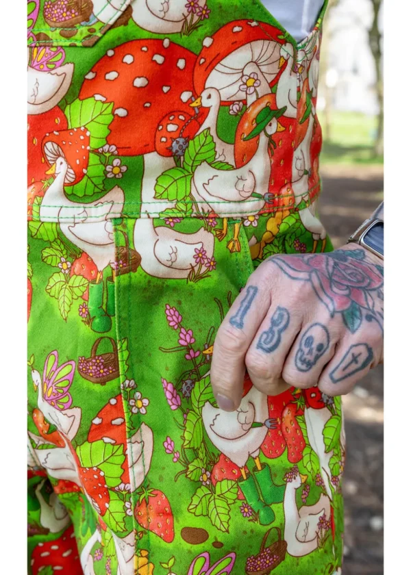 Run & Fly In The Geese Garden 70's Dungarees Green